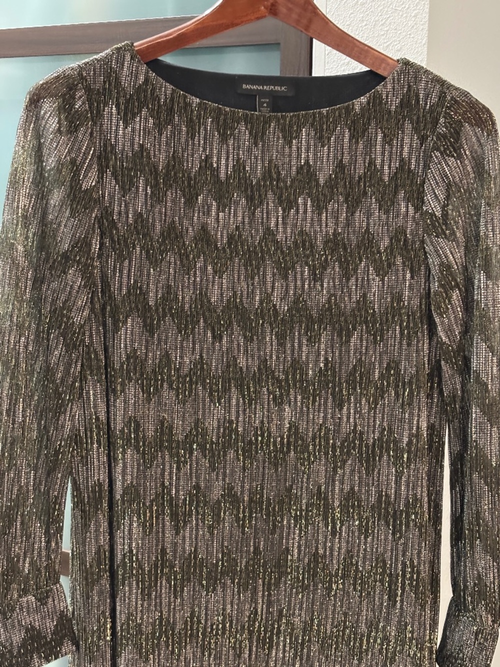 Banana Republic Shift Dress  (No Belt) - Gold & Silver Metallic Shimmer Size 4P - Picture 5 of 11